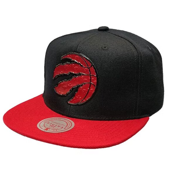 Men's Toronto Raptors Badge Logo Snapback Cap Black &Red Mitchell &amp; Ness NBA - Picture 1 of 9